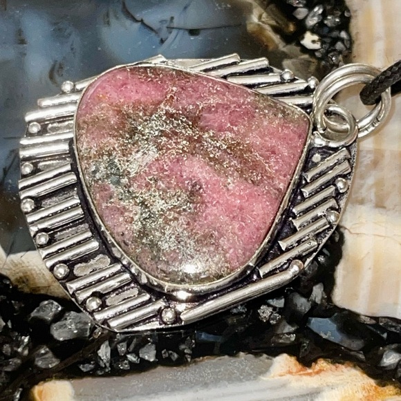 Beautiful Rhodonite Pendant 2” - Picture 9 of 16